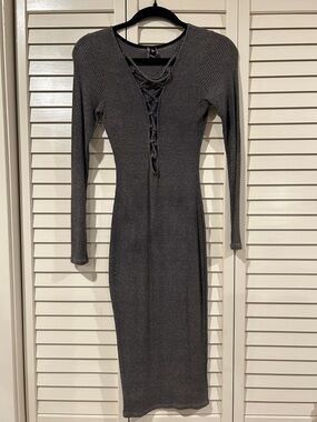 Windsor Dark Gray Knit Bodycon Dress Small